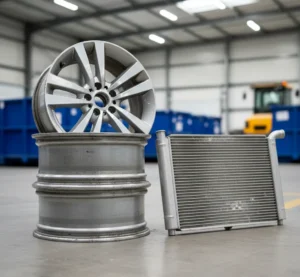 Ζάντες αλουμινίου και ψυγεία αυτοκινήτων προς ανακύκλωση, υλικά υψηλής αξίας σκραπ.